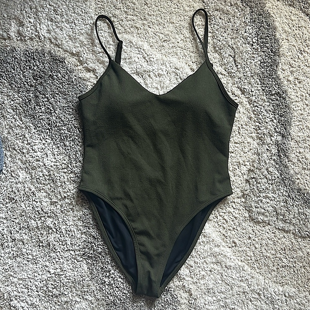 Olive green one piece swim suit